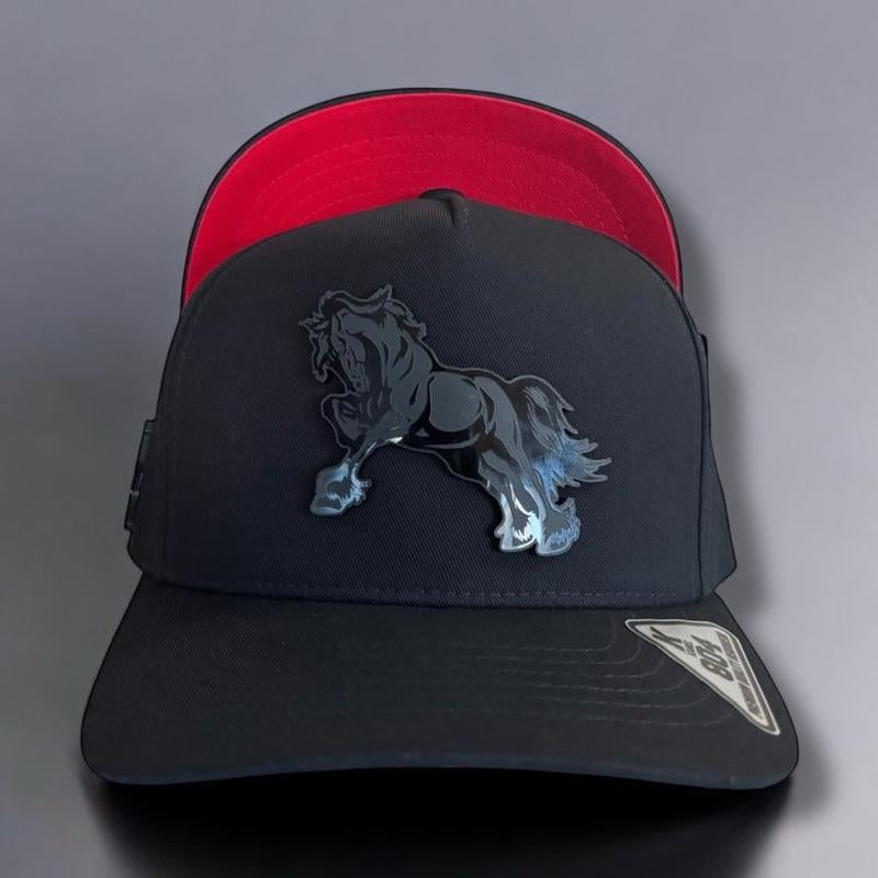Horse Hats Snapback Cap Black Unisex with Horse Design and Adjustable Snapback Closure