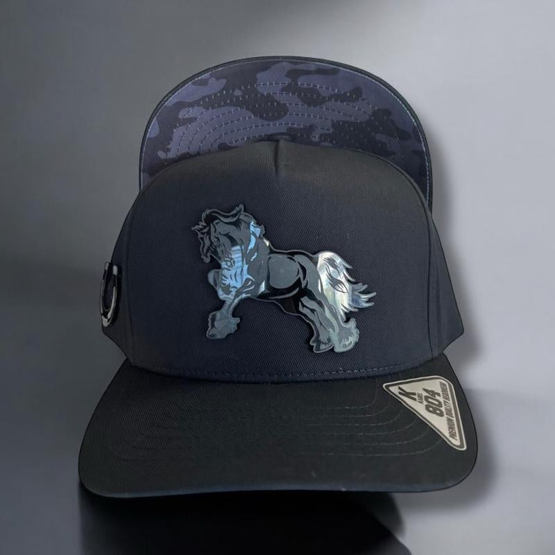Horse Hats Snapback Cap Black Unisex with Horse Design and Adjustable Snapback Closure