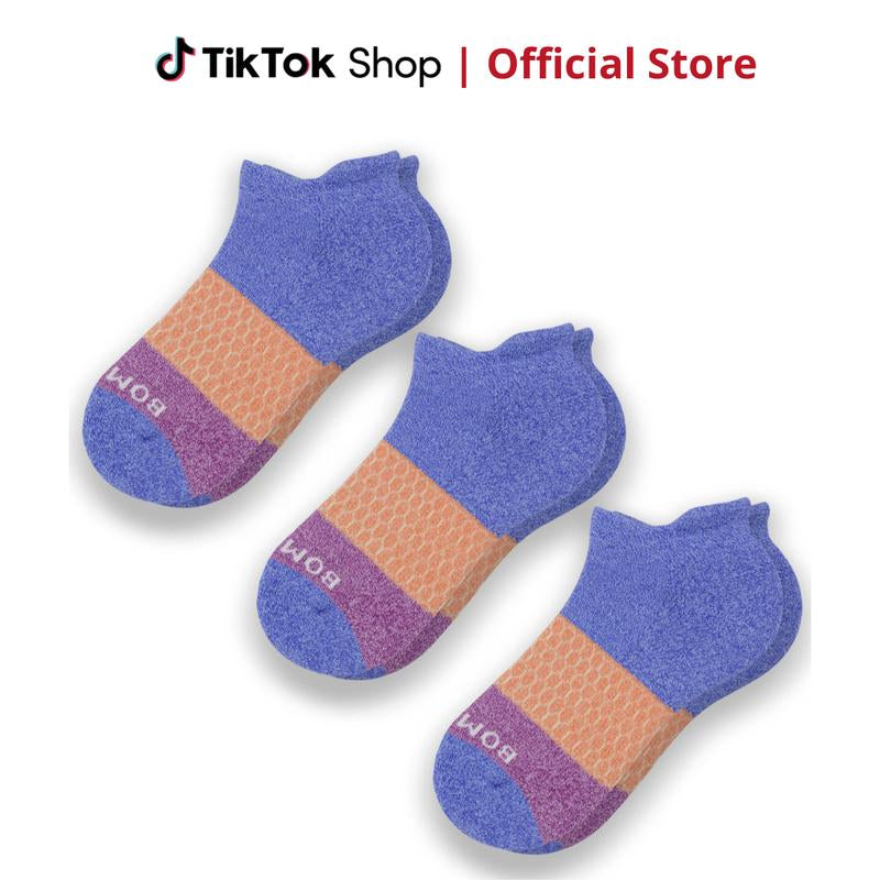 3 Pairs Bombas Women'S Ankle Socks | Women'S Tri-Block Ankle Socks | BB Socks for Men