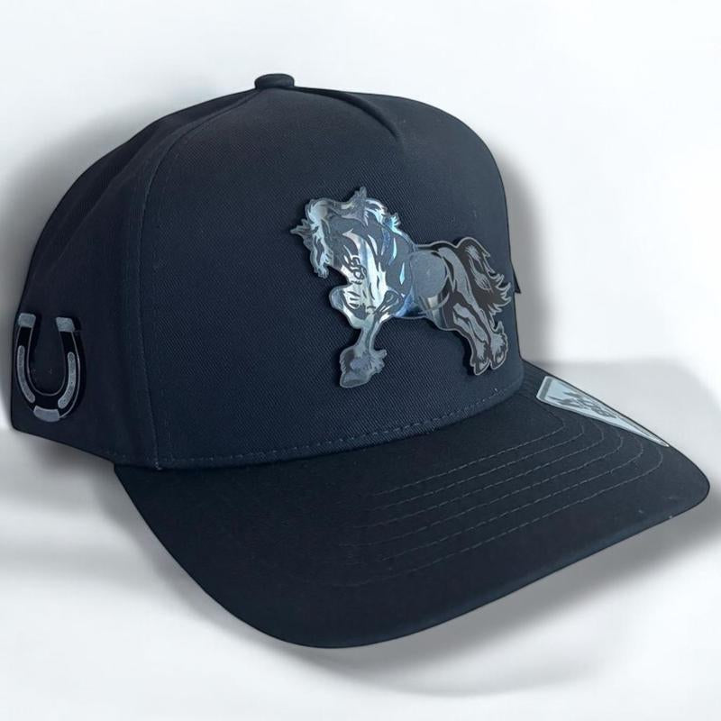 Horse Hats Snapback Cap Black Unisex with Horse Design and Adjustable Snapback Closure