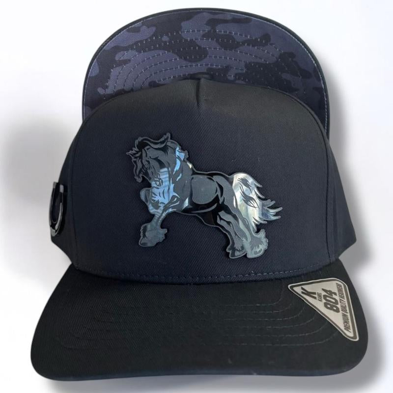 Horse Hats Snapback Cap Black Unisex with Horse Design and Adjustable Snapback Closure