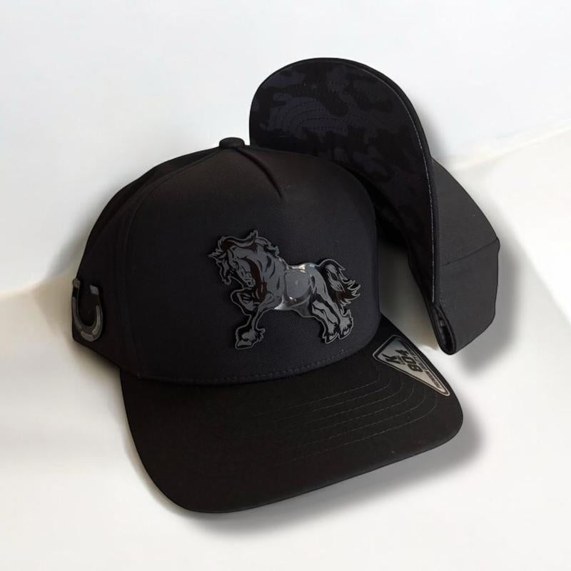 Horse Hats Snapback Cap Black Unisex with Horse Design and Adjustable Snapback Closure
