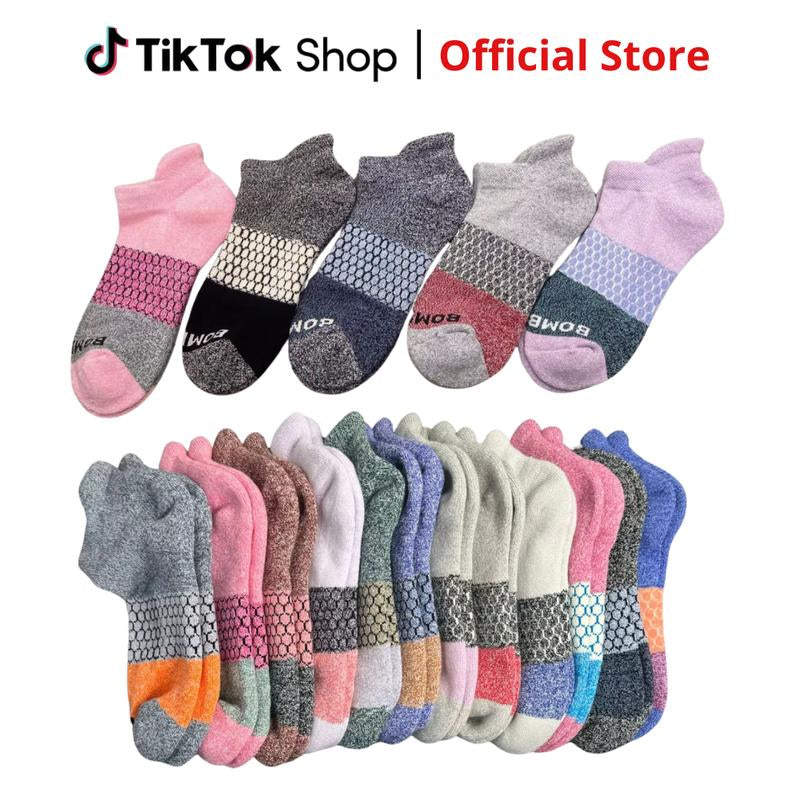 3 Pairs Bombas Women'S Ankle Socks | Women'S Tri-Block Ankle Socks | BB Socks for Men